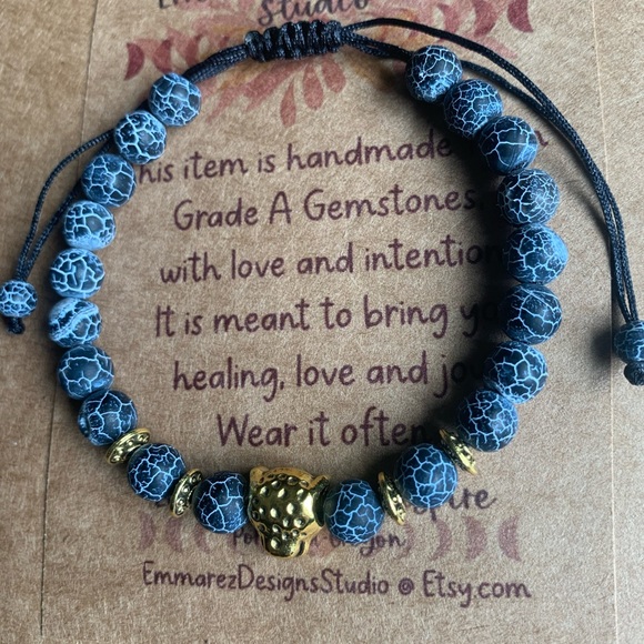 ✨Genuine 8mm Gray Fire Opal Power Gemstone  adjustable healing Crystal Bracelet… - Picture 3 of 4